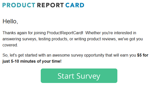 productreportcard 1st survey email invitation